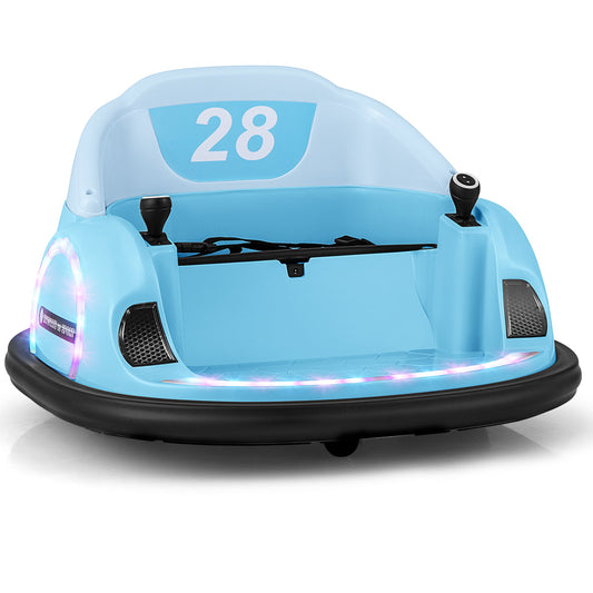 12V Kids Ride on Bumper Car with Flashing Lights and Remote Control-Blue