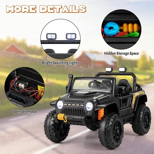 12V Battery Powered Electric Parent-Child Ride on Car-Black