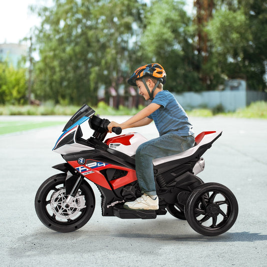 12V Kids Motorcycle Ride-On Toy with Music and Headlight-Red