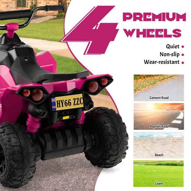 12V Kids Ride On ATV with 2 Speeds and LED Lights-Pink