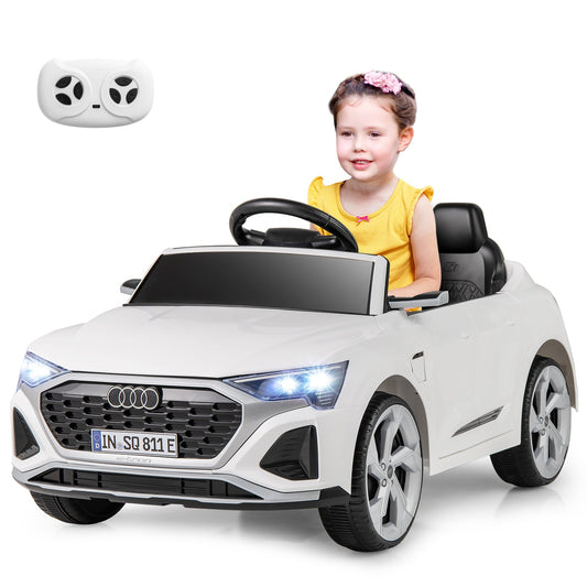 12V Kids Ride On Car with Remote Control and 4 Wheels Suspension-White
