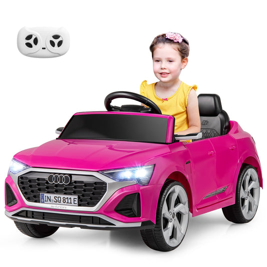 12V Kids Ride On Car with Remote Control and 4 Wheels Suspension-Pink