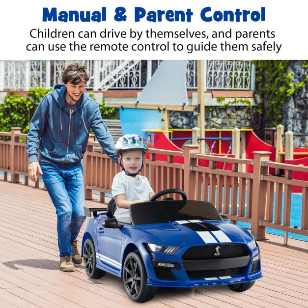 12V Kids Ride on Car Electric Licensed Ford Mustang Shelby GT500 for Kids Aged 3-8-Blue