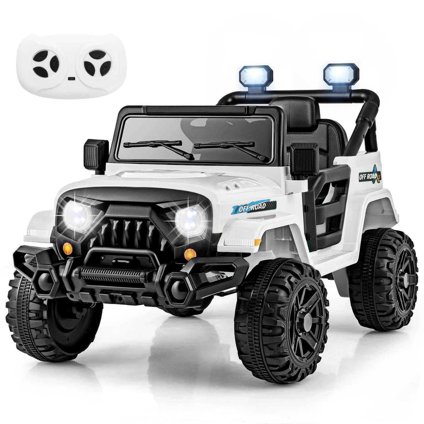 12V Kids Ride on Truck with Remote Control and 3 Speeds-White