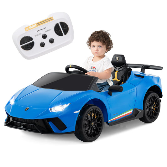 12V Kids Ride on Car Lamborghini with Remote Control and LED Lights-Blue