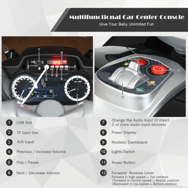 12V Elektryczny Akumulatorowy Motocykl Do Jazdy z Kółkami Treningowymi - Czarny