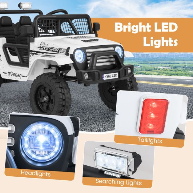 12V Kids Ride on Truck Car with Remote Control and LED Lights-White