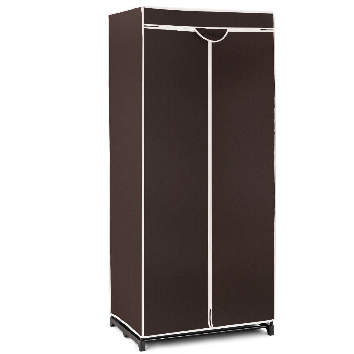 Single Canvas Wardrobe with Dust-proof Cover-Coffee