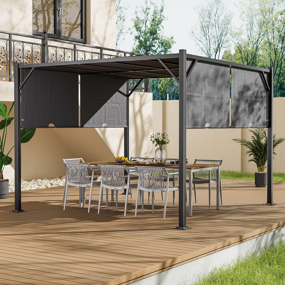 Luxury Outdoor Steel Pergola with Retractable Canopy