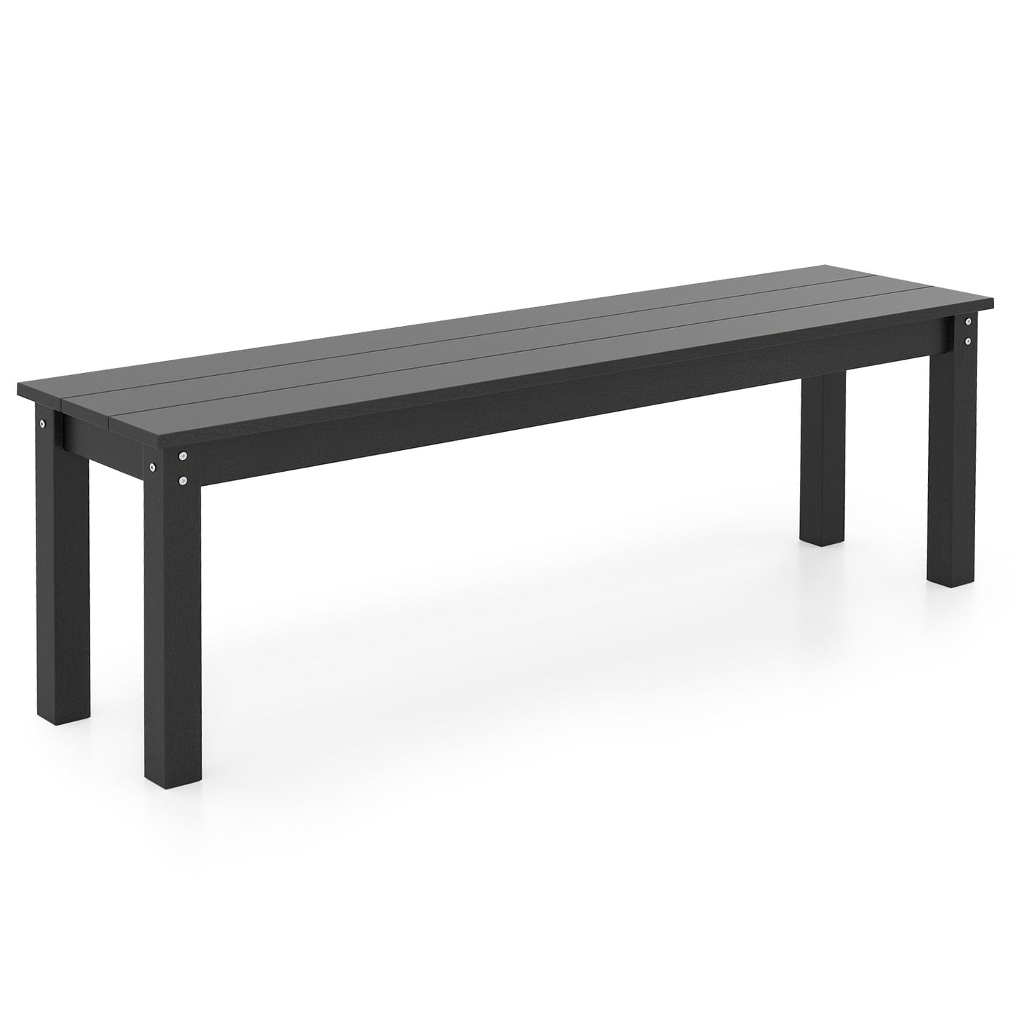 140CM HDPE Outdoor Bench Backless Patio Garden Bench for 2-3 People-Black