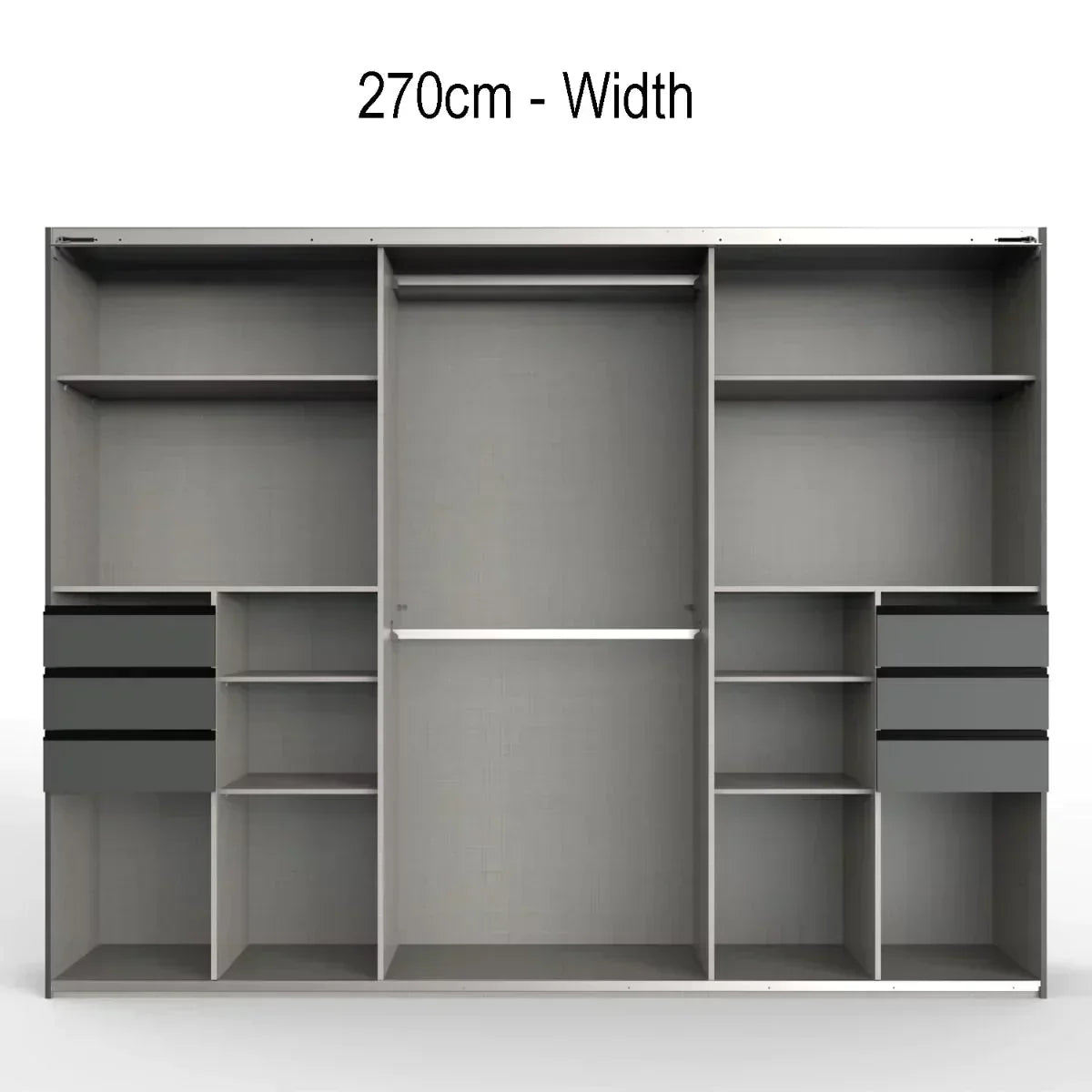 Sliding Wardrobe AMBER 3 Door Mirrored Wardrobe Black 270cm