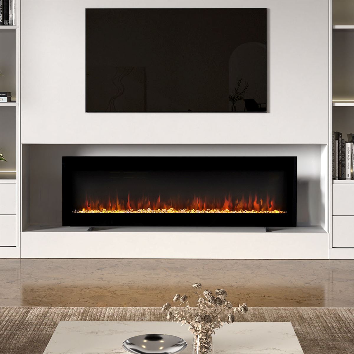40/50/60/70/80 Inch Electric Fireplace 9 Colour LED Flame Effect Heater With Remote Control