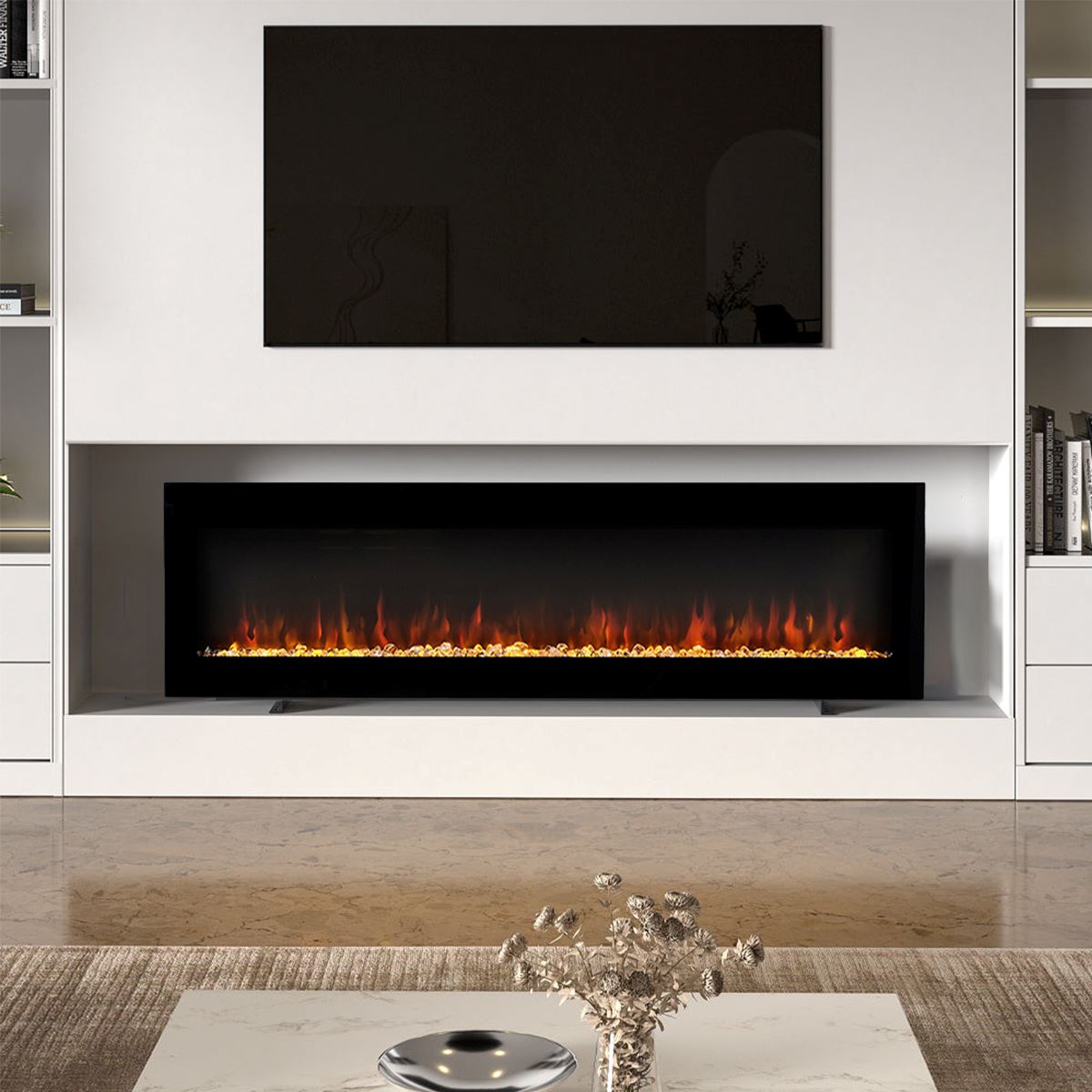 40/50/60/70/80 Inch Electric Fireplace 9 Colour LED Flame Effect Heater With Remote Control