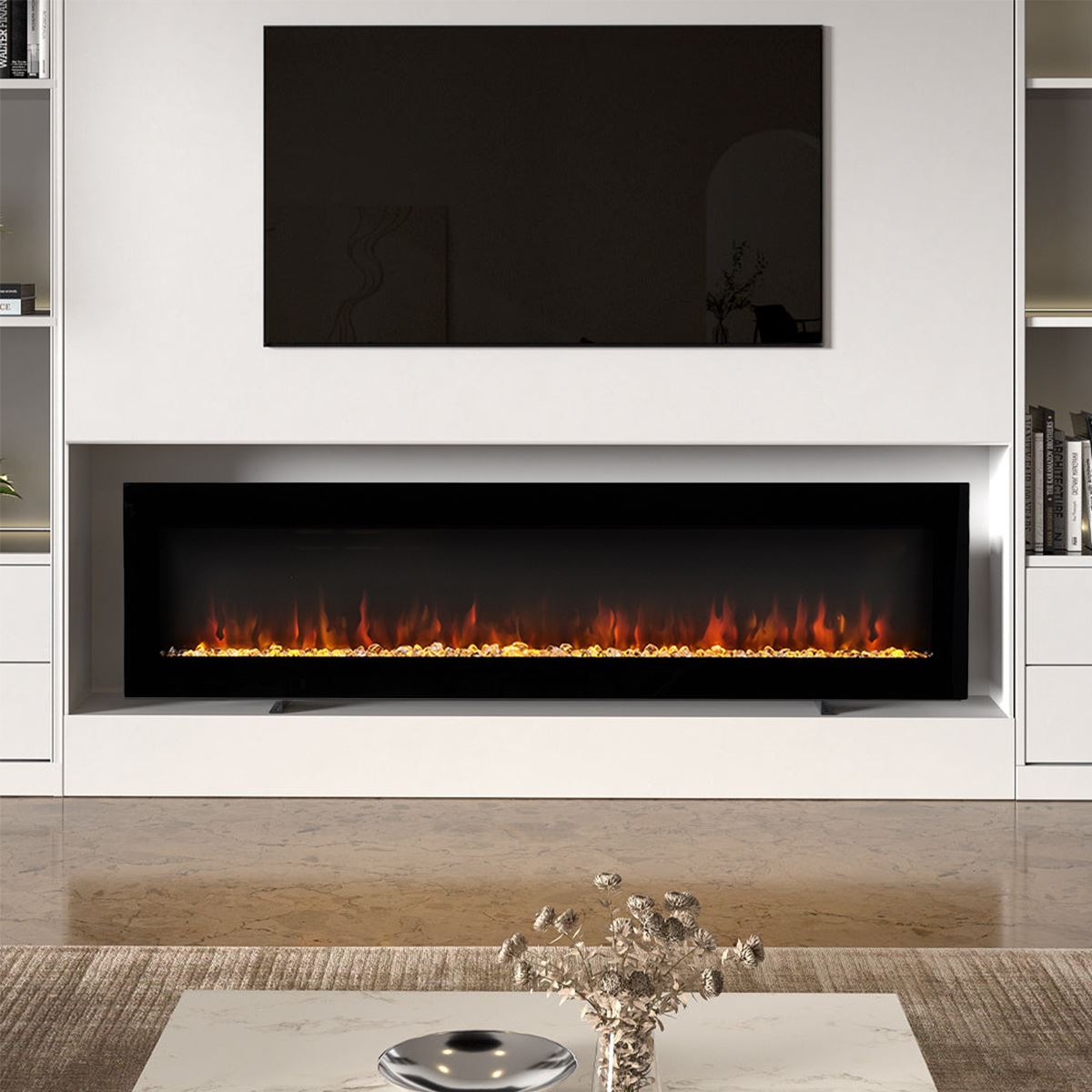 40/50/60/70/80 Inch Electric Fireplace 9 Colour LED Flame Effect Heater With Remote Control