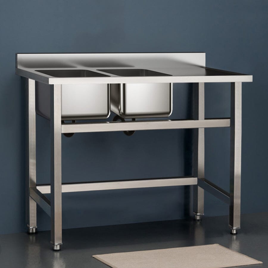 4ft Stainless Steel Kitchen Commercial 3-compartment Sink with Drainboard