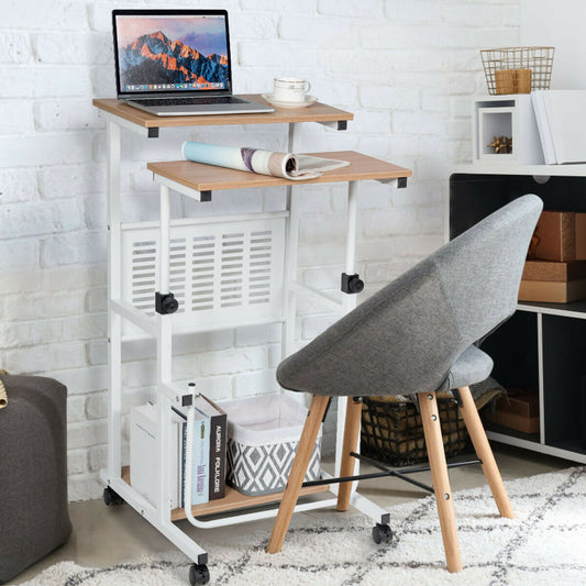 2-In-1 Mobile Lifting Height Adjustable Computer Desk