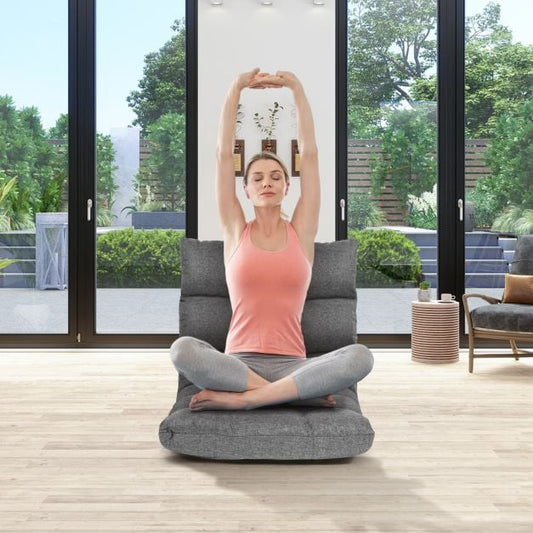 14-Position Adjustable Folding Lazy Gaming Sofa-Gray