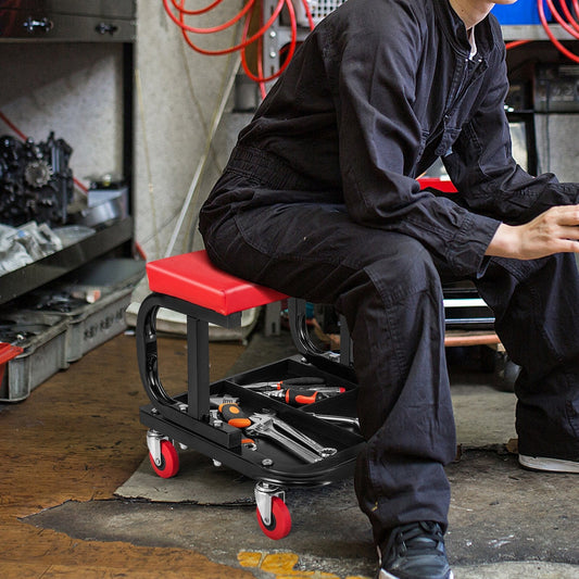 150 kg Capacity Rolling Mechanic Stool with Tool Tray
