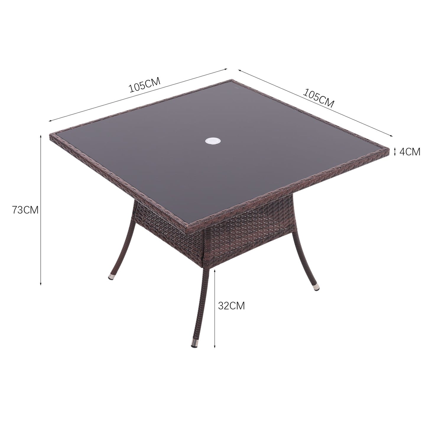 Round/Square Rattan Garden Table & Parasol Hole