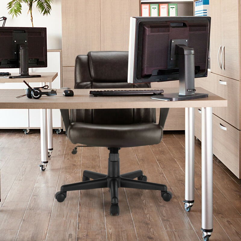 Ergonomic Swivel Computer Chair with Padded Armrests for Office