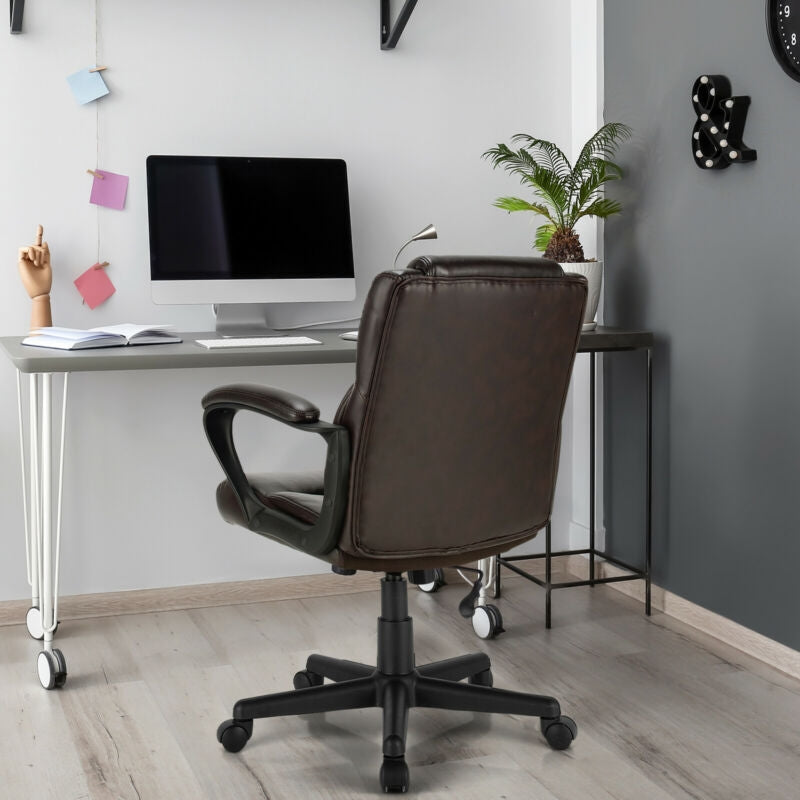 Ergonomic Swivel Computer Chair with Padded Armrests for Office