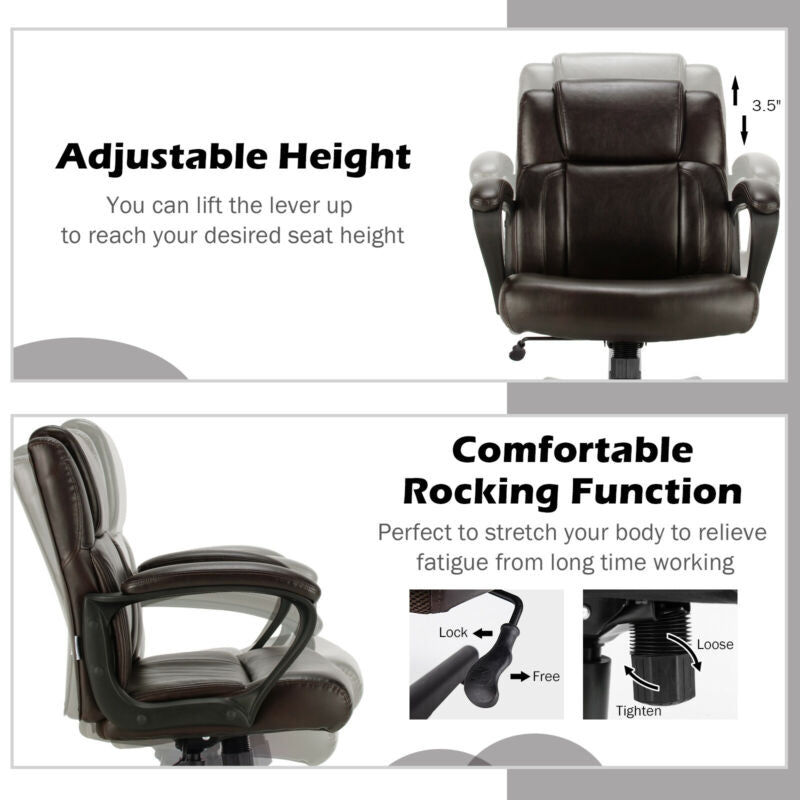 Ergonomic Swivel Computer Chair with Padded Armrests for Office