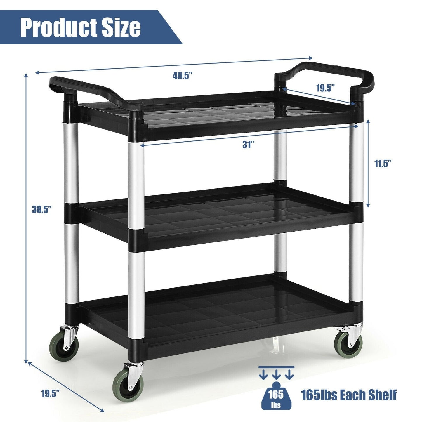 Multifunctional Utility Cart with Humanized Handles for Office