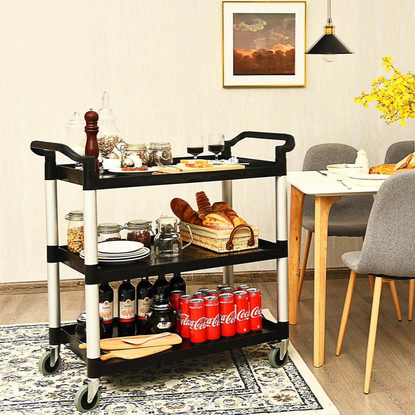 Multifunctional Utility Cart with Humanized Handles for Office