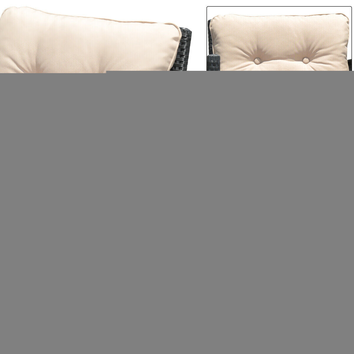 3 Pieces Outdoor Rocking Bistro Set for Garden, Backyard & Poolside-Beige