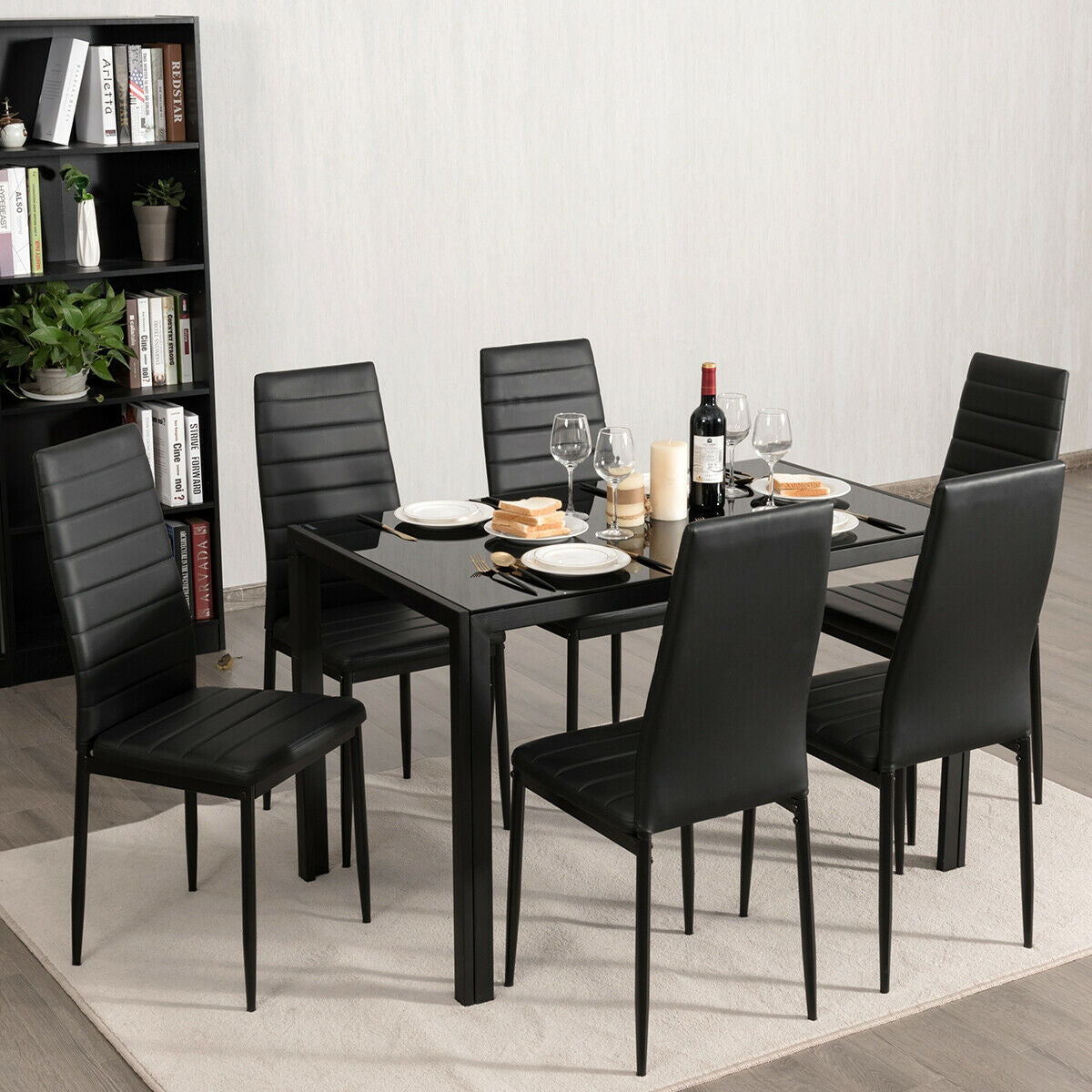 Set of 6 High Back Dining Chairs-Set of 6