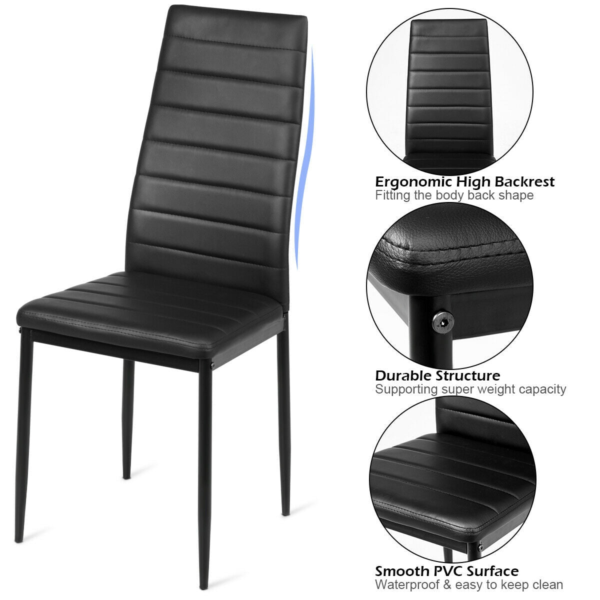 Set of 6 High Back Dining Chairs-Set of 6