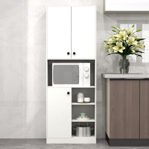166 CM Kitchen Pantry Storage Cabinet Microwave Stand-White