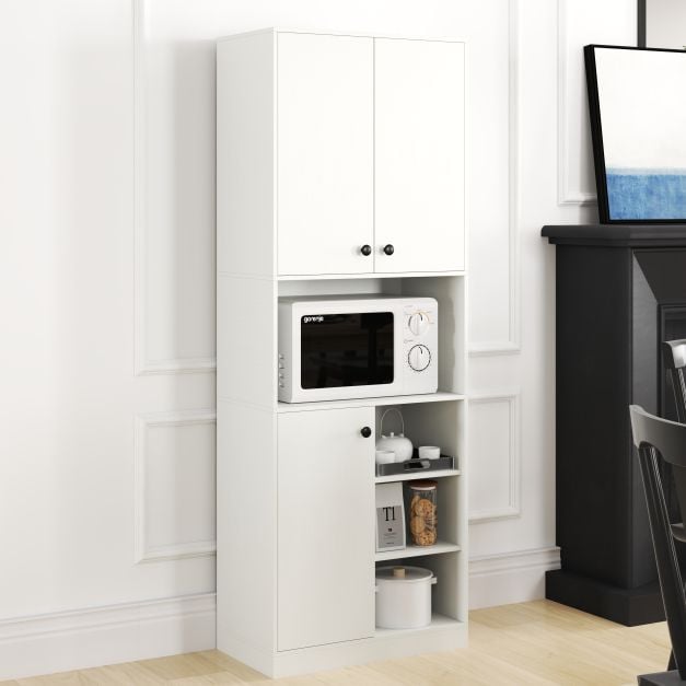166 CM Kitchen Pantry Storage Cabinet Microwave Stand-White
