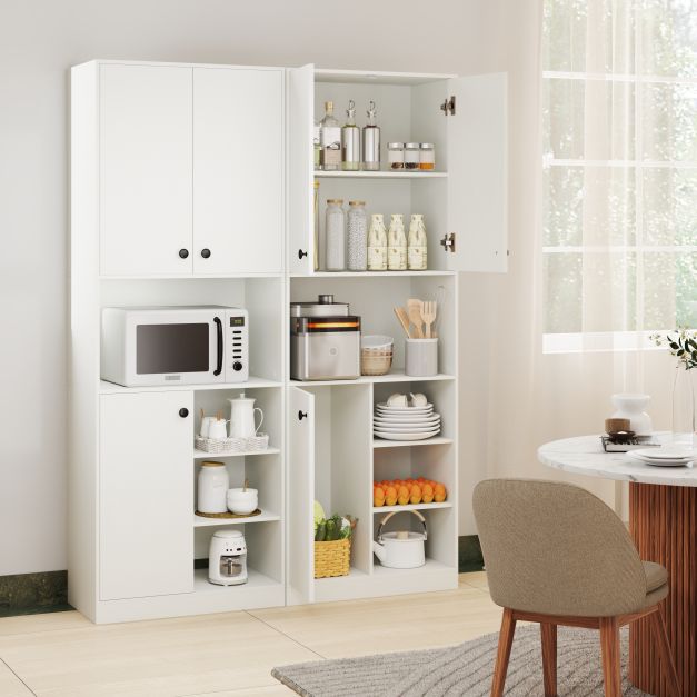 166 CM Kitchen Pantry Storage Cabinet Microwave Stand-White