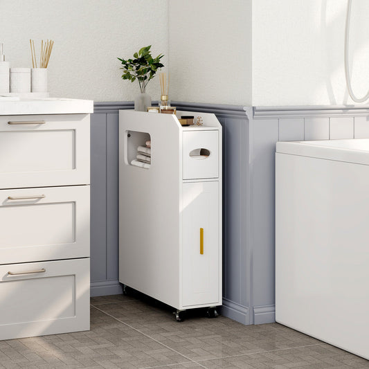 16 CM Small Bathroom Storage Cabinet with Slide Out Drawer-White