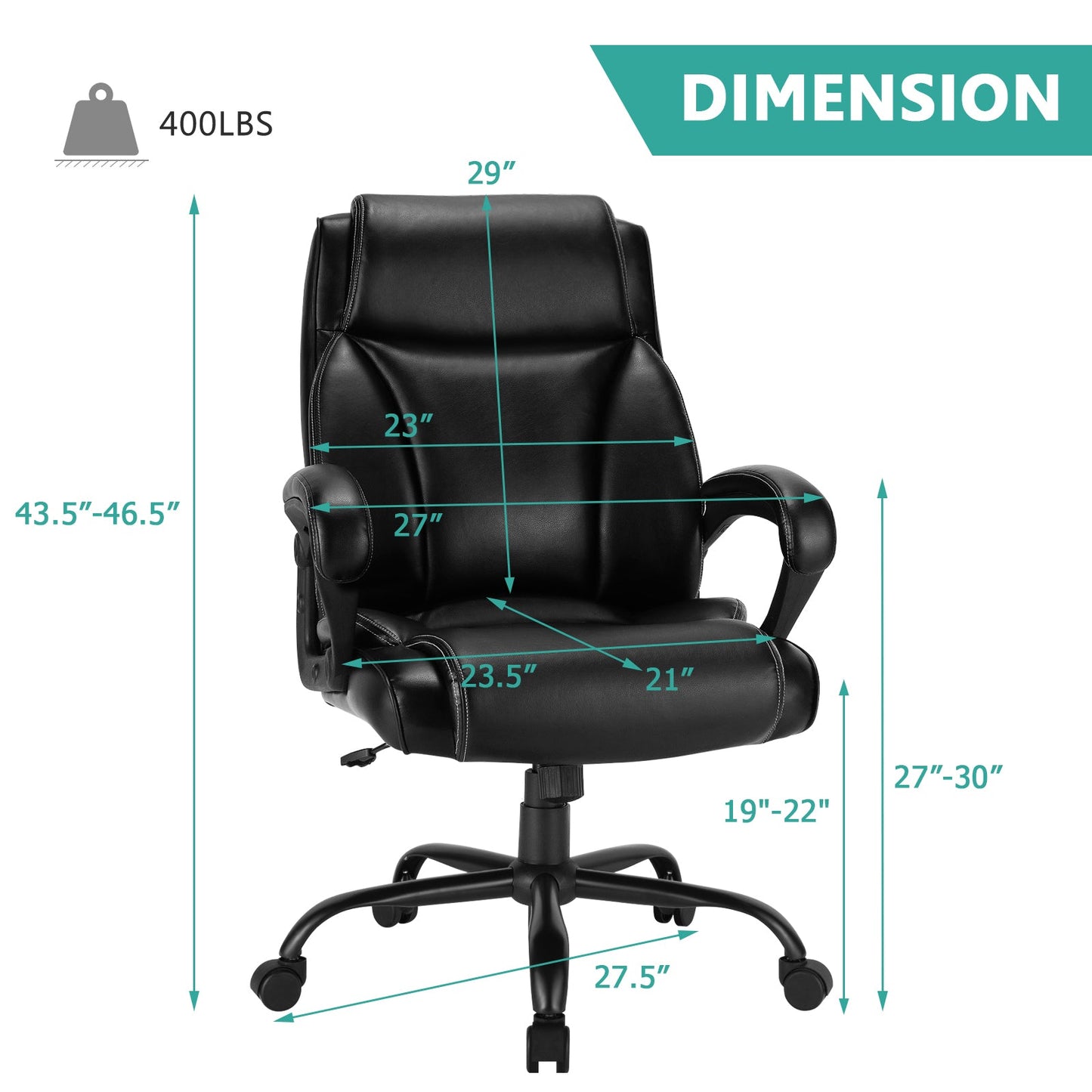 Ergonomic Big & Tall Chair with Rocking Backrest for Home & Office