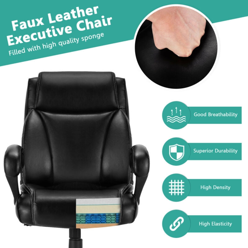 Ergonomic Big & Tall Chair with Rocking Backrest for Home & Office