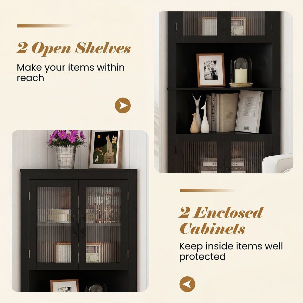 171cm Tall Space-saving Corner Cabinet in Black, image 7