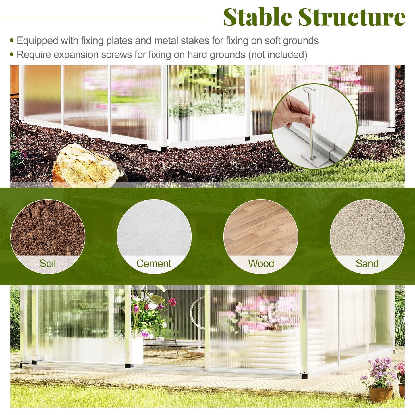 185 x 185 cm/244 x 185 cm Greenhouse Large Walk-in Green House-S