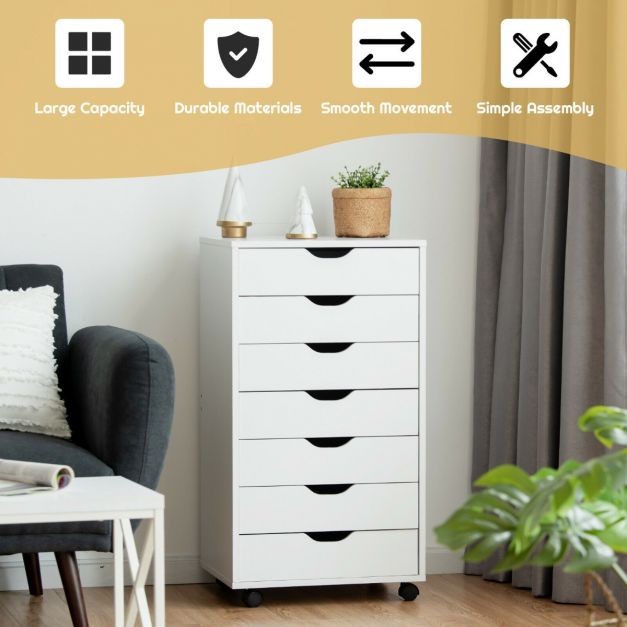 7-Drawer Chest Storage Dresser Floor Cabinet Organizer with Wheels