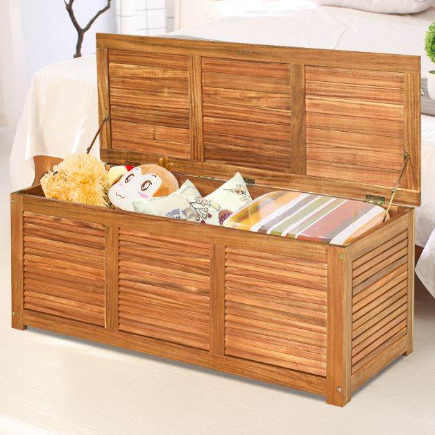 180 Litre Acacia Wood Deck Box for Garden Backyard