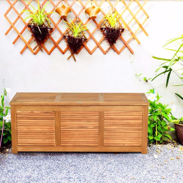 180 Litre Acacia Wood Deck Box for Garden Backyard