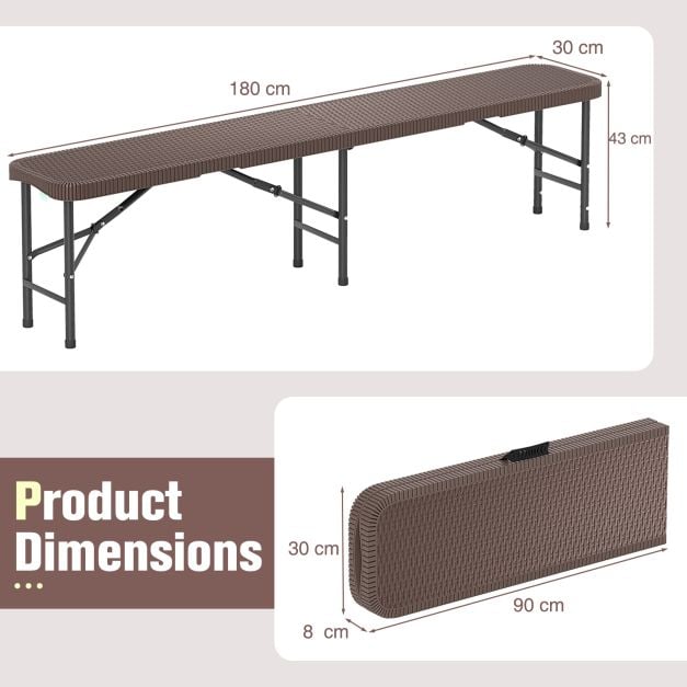 Portable Fold-in-Half Seat with 600kg Capacity and Lock-Coffee