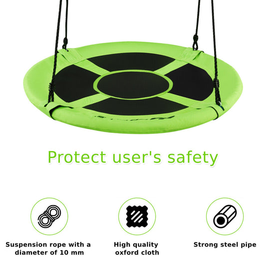 100cm Children Flying Saucer Tree Swing with Adjustable Rope-Green