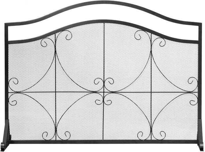 Single Panel Fireplace Screen with Metal Mesh for Baby or Pet Safe