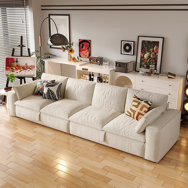 Cottonfy Creamy Tofu Block Pullout Sofa Bed with Storage