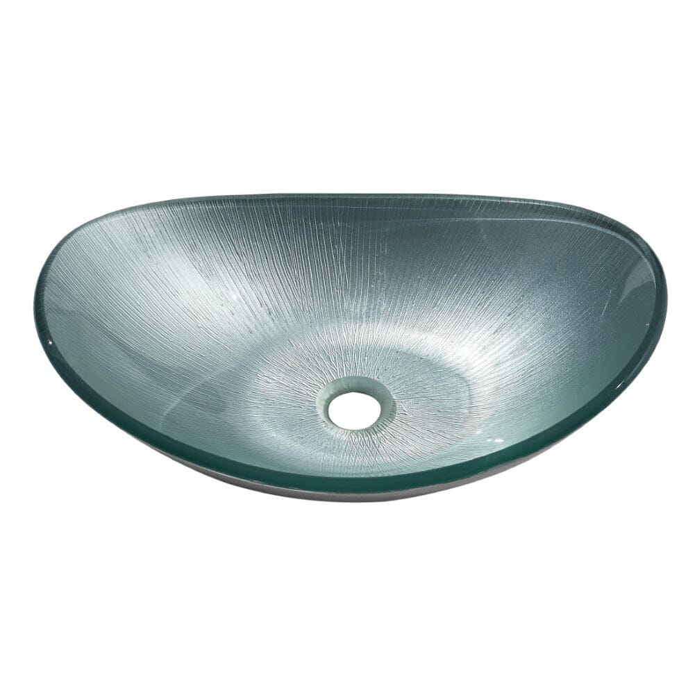 54cm W Oval Bathroom Art Tempered Glass Sink