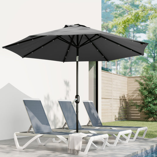 Outsunny 3 m Replacement Parasol Canopy with Top Vent, UPF 50+ Garden Parasol Replacement Canopy, 8 Rib Parasol Cover Replacement Fits Various Frames, Grey