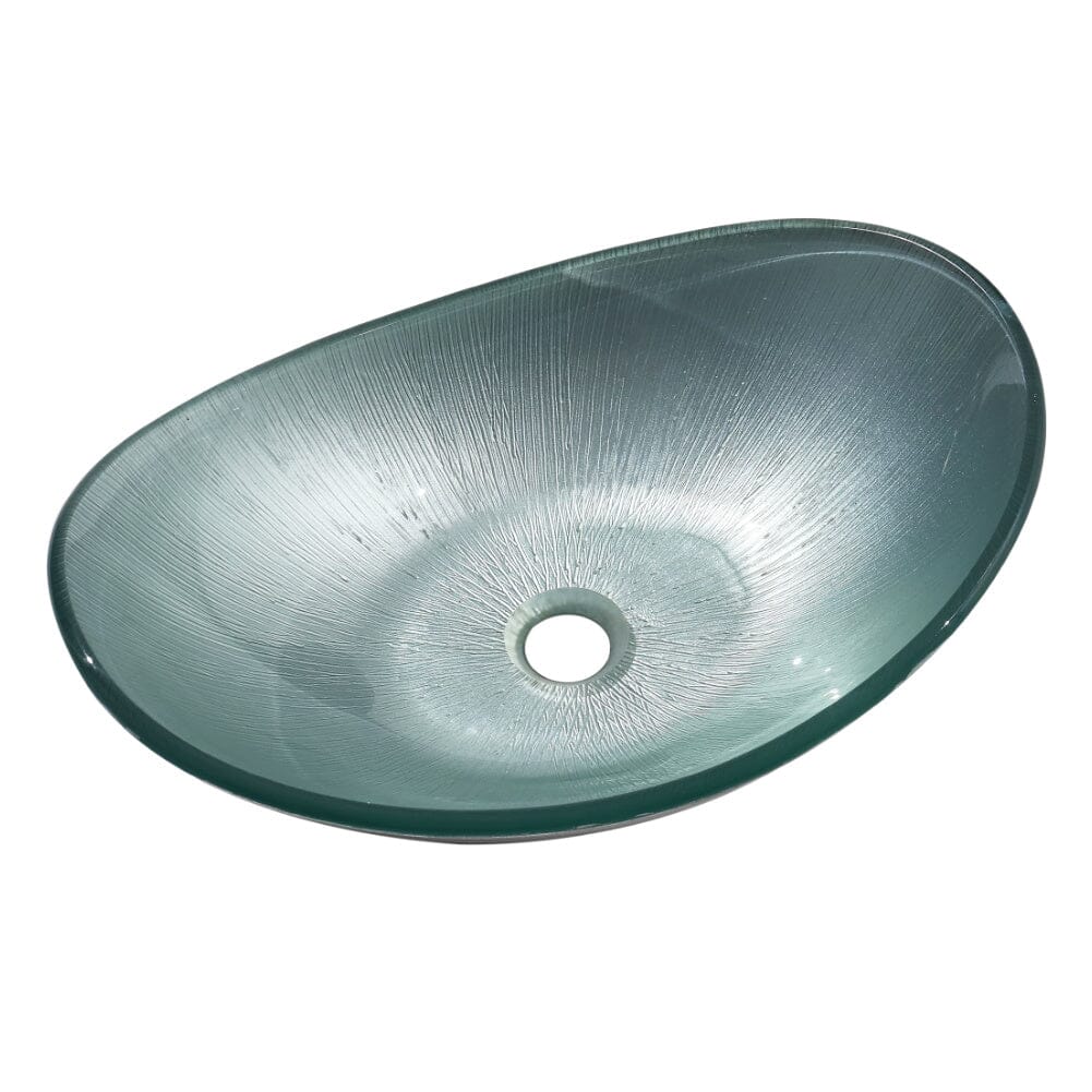 54cm W Oval Bathroom Art Tempered Glass Sink