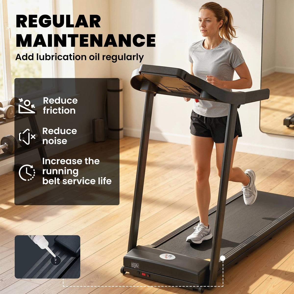 HOMCOM Treadmill Electric Motorised Running Machine With Clear LED display and Safe Protect Design, Black